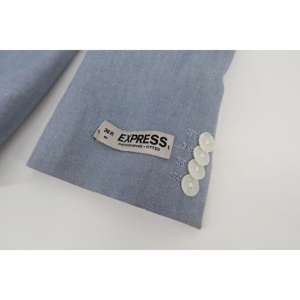 Express Blazer Mens 36R Blue Nailhead Photographer Fitted Suit Jacket NEW‎